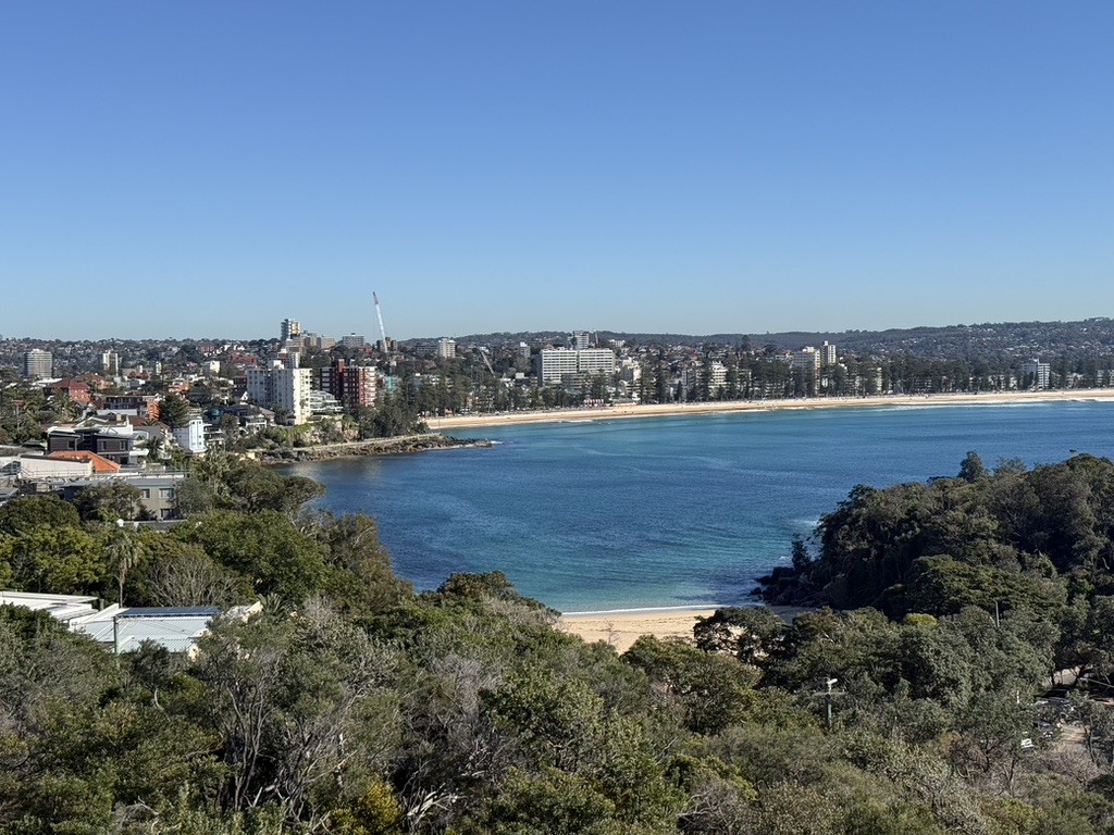 Manly Beach from the north, bush in the foreground